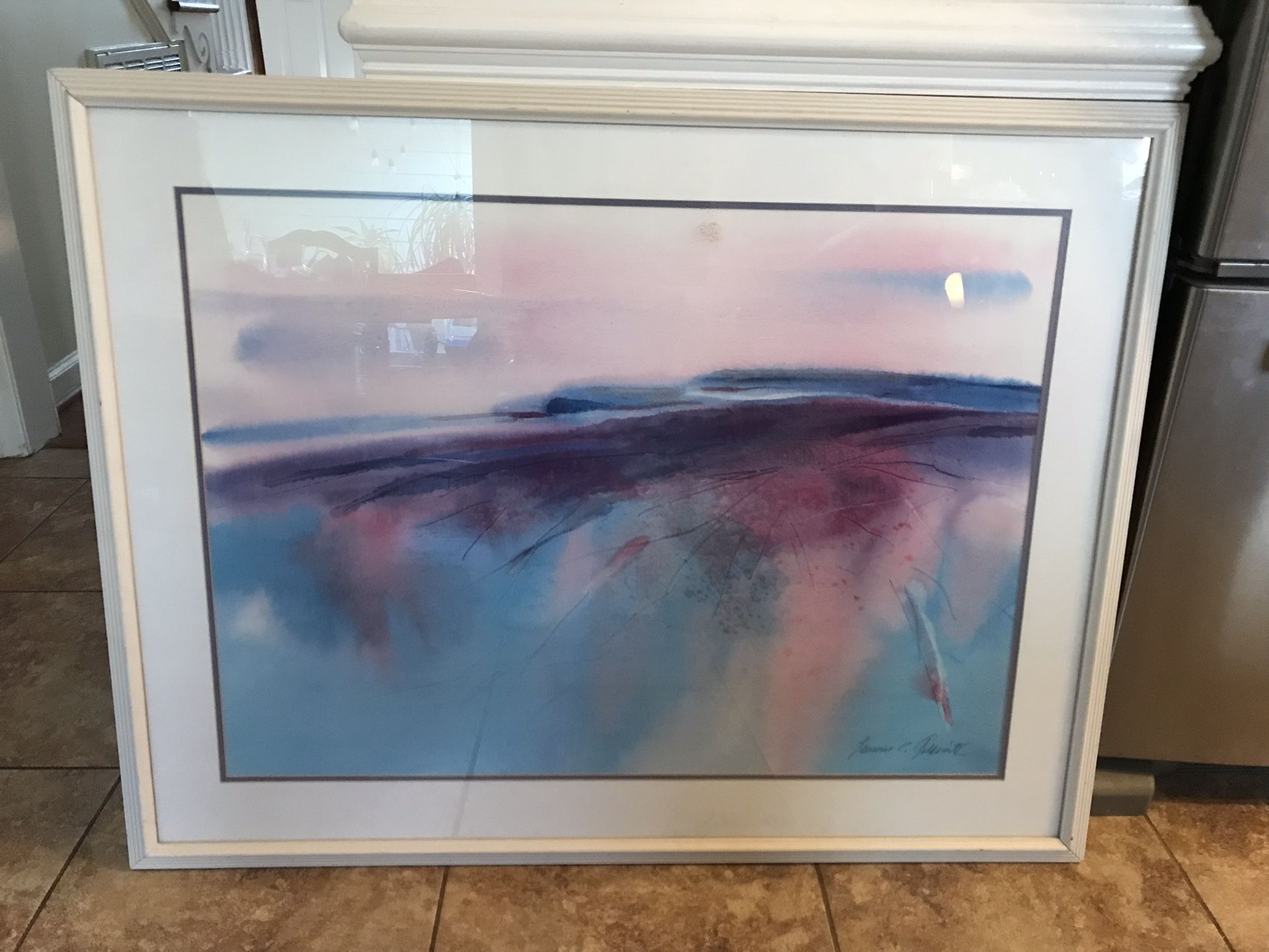 beautiful Large Picture With Glass Frame.