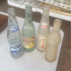 Vintage Antique Old Bottles Royal Crown King Kist Smile 
