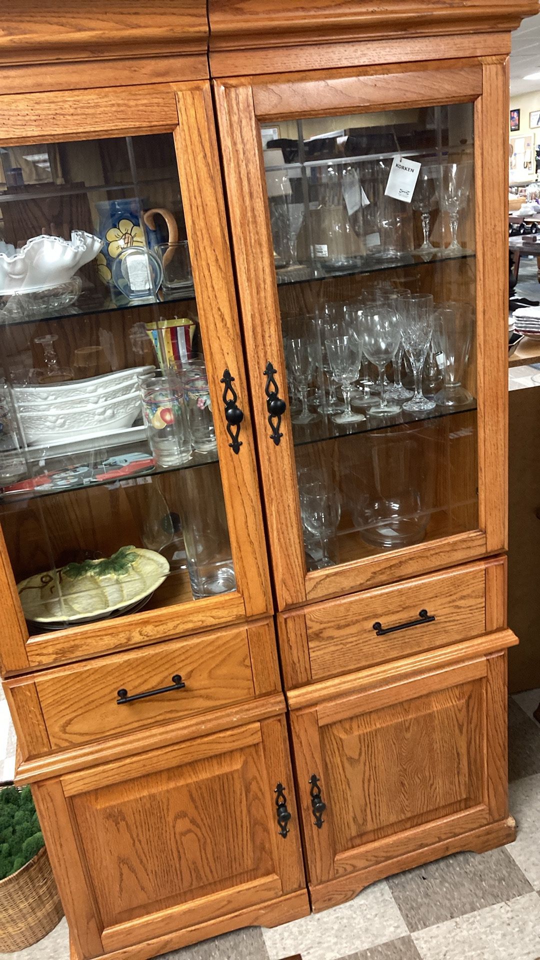 Double 2 Shelf Over 1 Drawer Lighted Cabinet