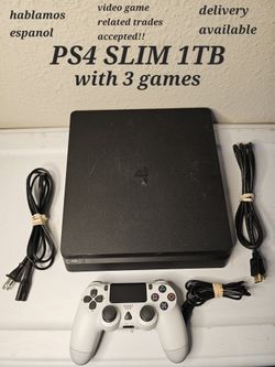 PS4 SLIM 1TB WITH 3 GAMES SELL OR TRADE