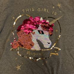 Girl Unicorn Long Tshirt Grey