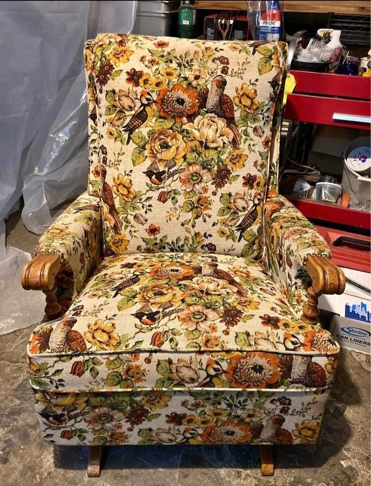 Vintage 70s Floral Rocking Chair