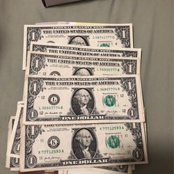 Rare fancy serial # 1 Dollar Bill  Lucky 777 Or 7777