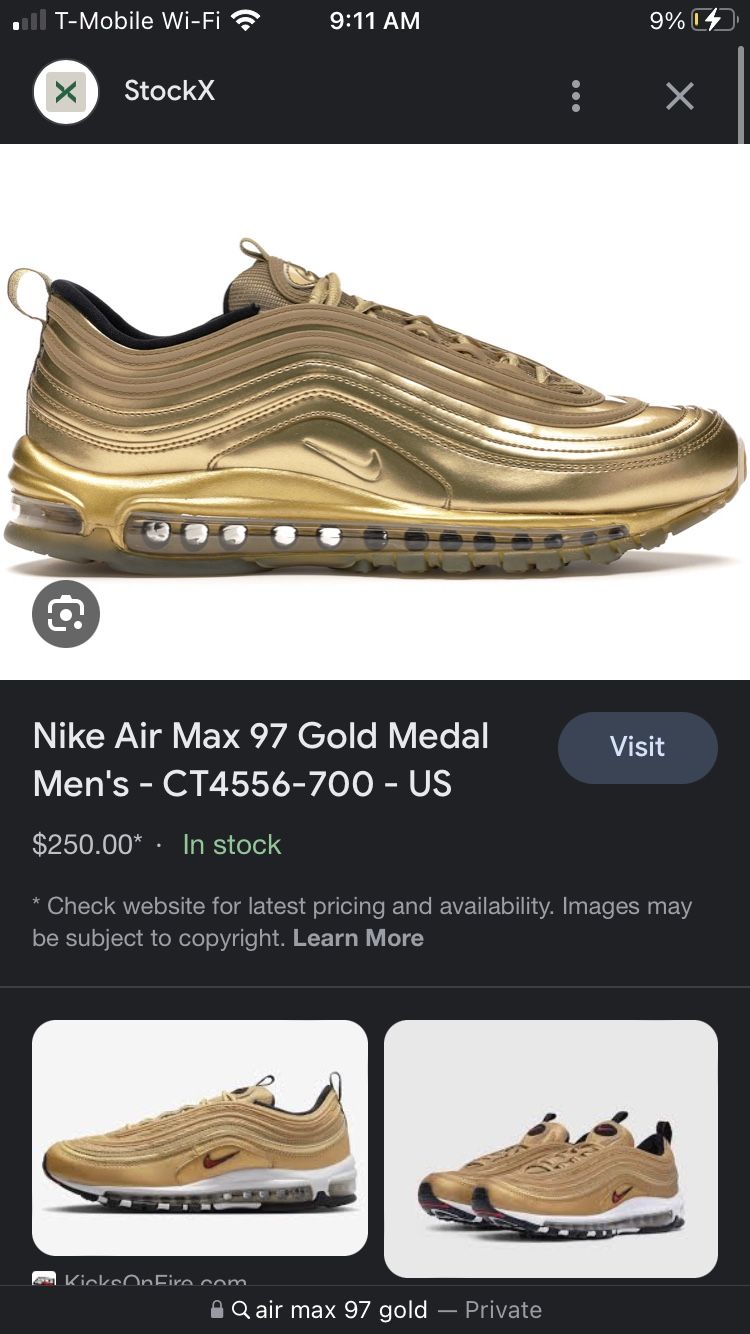 Gold Air Max ‘97 *New*