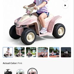 RT1 12V Kids Electric ATV Ride-On Toys ,8" Tires, Up to 80 Min Rechargeable Battery,Anti-Rollover, Age 3+, Pink Powerful Battery: Equipped with a 12V 