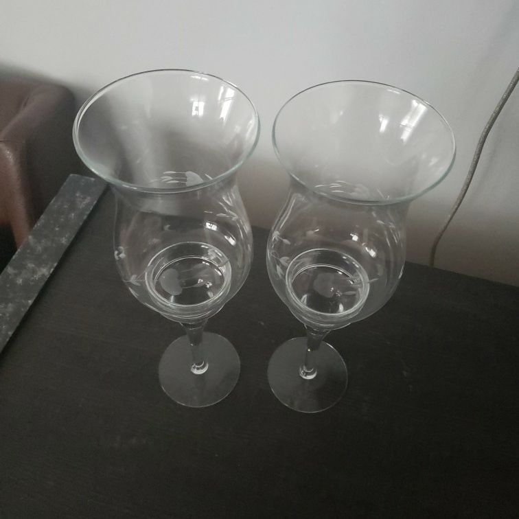 Princess House Heritage Hurricane candle holders