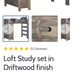 (Pickup Only) Driftwood Loft Bed With Additional Matching Desk