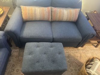 Blue Fabric Loveseat And Sofa Set $100 P/u Only