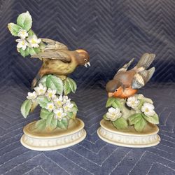 Vintage Lefton Bull Finch & Crowned Kinglet Hand-Painted Figurines - Japan