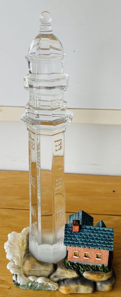 Lighthouse Scene that Lights Up w/3 AAA Batteries, 10” High.