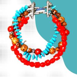 RJ Graziano Turquoise Coral Multi Strand Bracelet 