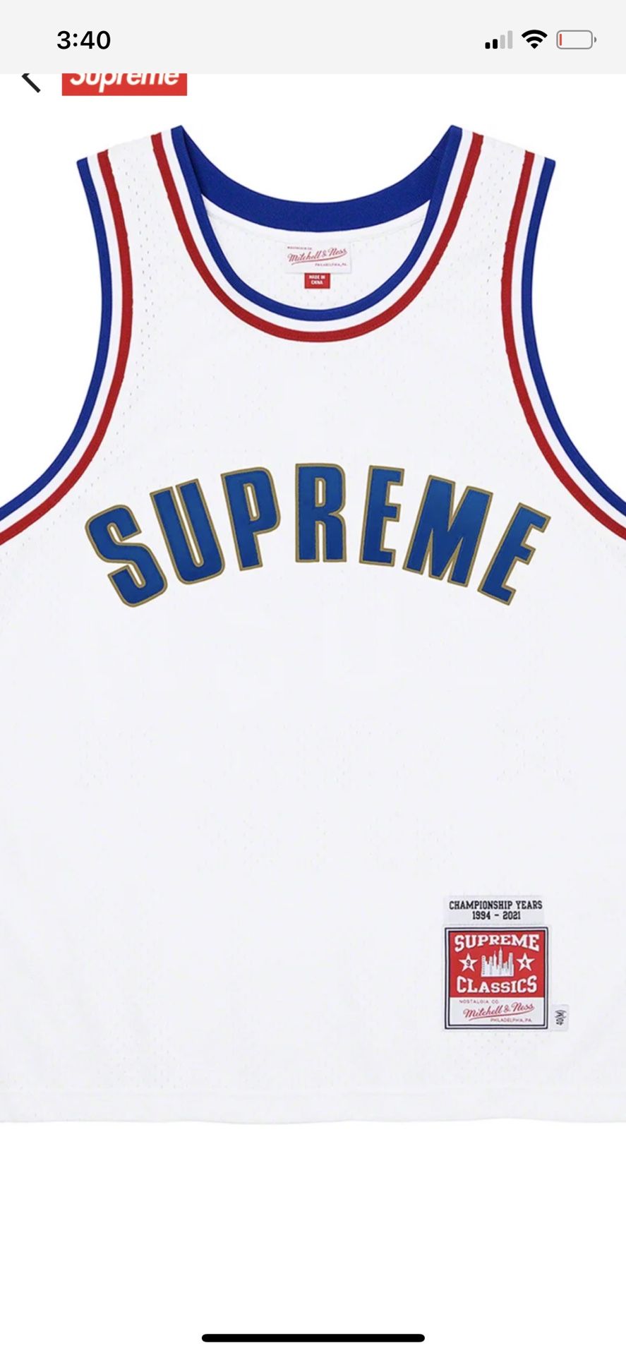 SUPREME/MITCHELL & NESS JERSEY 