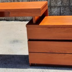 unique Mid Century Modern TEAK DESK DRESSER VANITY in architectural style design AND OTHERS 