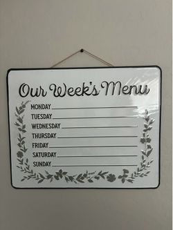 Weekly Menu Planner Wall Sign
