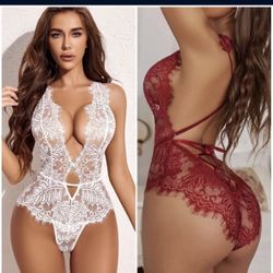 Avidlove Women One Piece Lingerie Lace Bodysuit Deep V Teddy Mini Babydoll