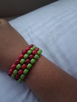 Red And Green Pony Bead Bracelet
