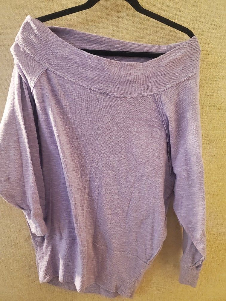 Purple Free People Off The Shoulder Sweater Tunic