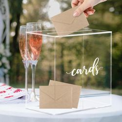 Acrylic Wedding Card Box with Slot Large Blank Gift Card Boxes for Reception, Party, Wishing Well
