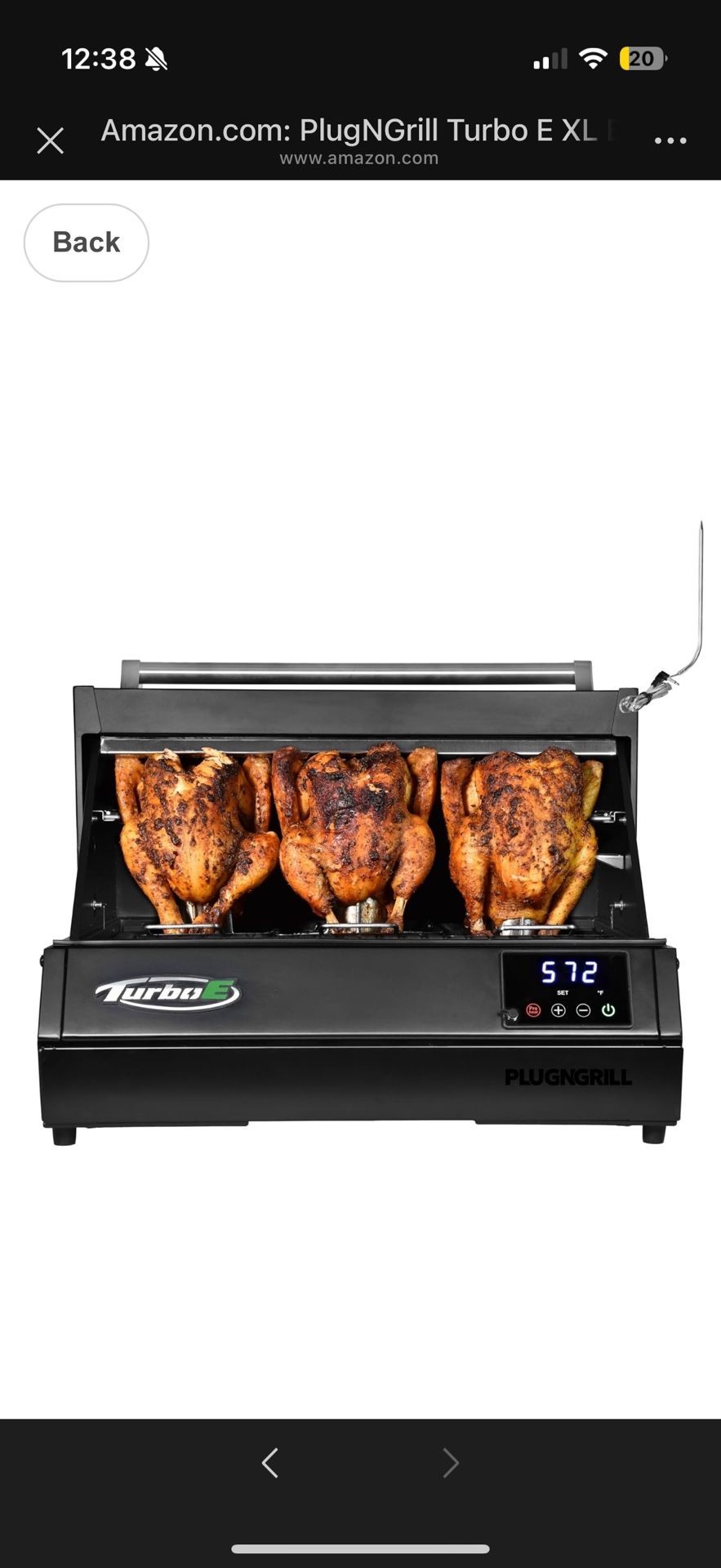 Turbo E XL Electric Grill, 1700W Infrared, Warming Rack and Probe, Apartment Friendly