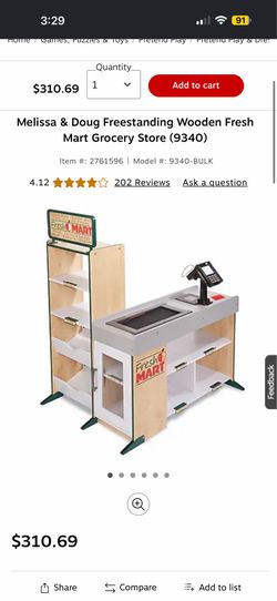 Melissa & Doug Freestanding Wooden Fresh Mart Grocery Store
