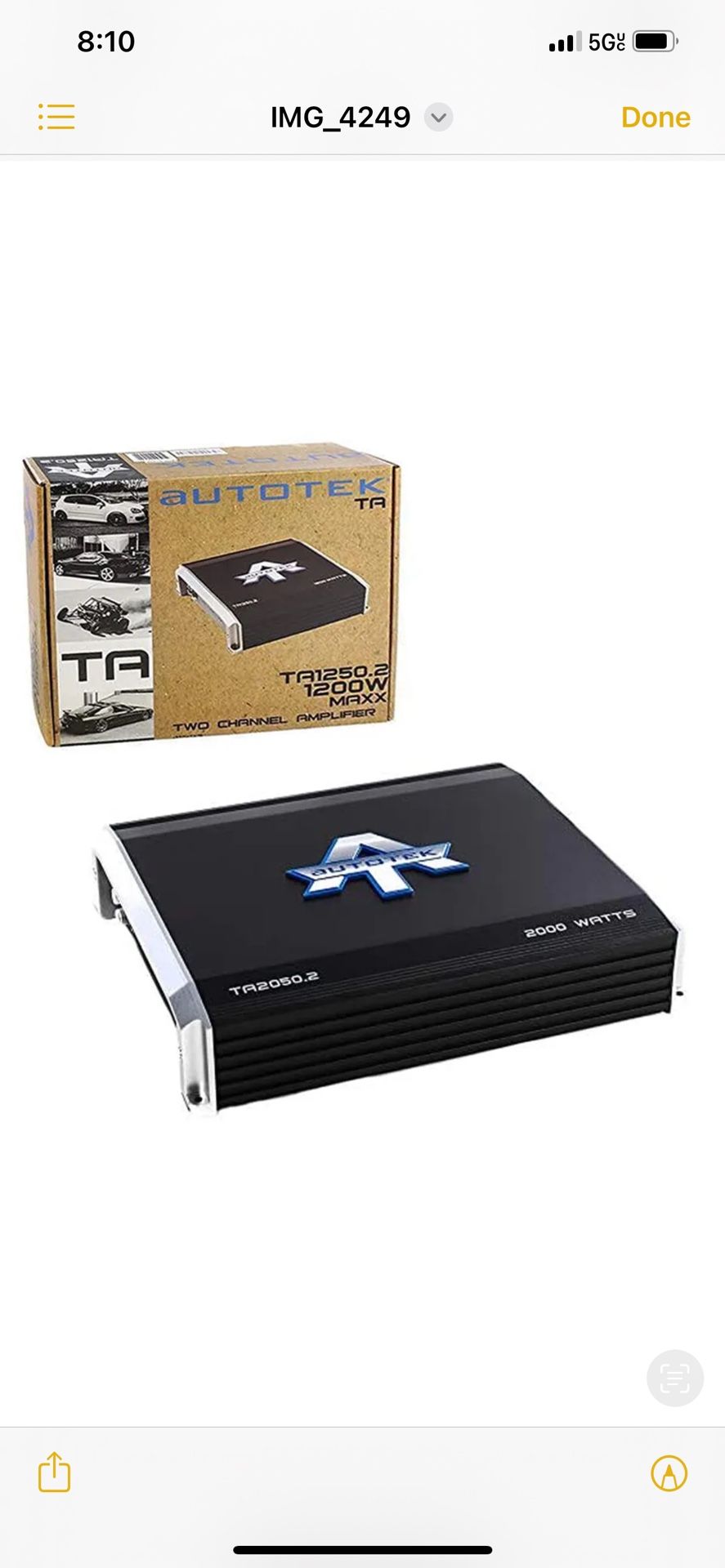 Amplifier TA2050.2 TA Series 2 Channel Car Audio Amplifier (Black) – Class A/B Amp, 2000 W