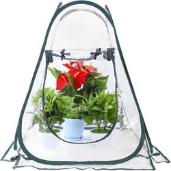 Mini Greenhouse for Plant Outdoors Indoor Seedlings, Pop Up Greenhouse Tent Flower House Portable Grow Gardening Backyard (Mini House)