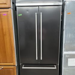 Kitchen Aid Black Stainless Built In 36” Wide Refrigerator 
