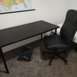 Desk, Office Chair, and Foot Rest
