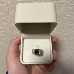 CZ Sapphire Gold Ring 