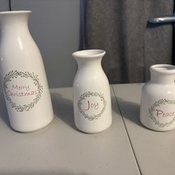 Set Of Christmas Holiday Vases