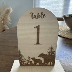 Rustic Wood Table Numbers (1–8) + Stands Included