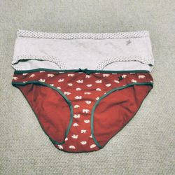 2 BRAND NEW WITH TAGS AERIE BY AMERICAN EAGLE LADIES PANTIES UNDERWEAR SIZE LARGE - CHRISTMAS/WINTER 2 PACK