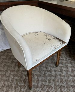 Mid Century Modern Accent Chair Linen and Cow Hide - Desk Chair