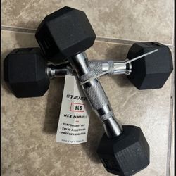 Pair of 5 lb Hex Dumbbells 