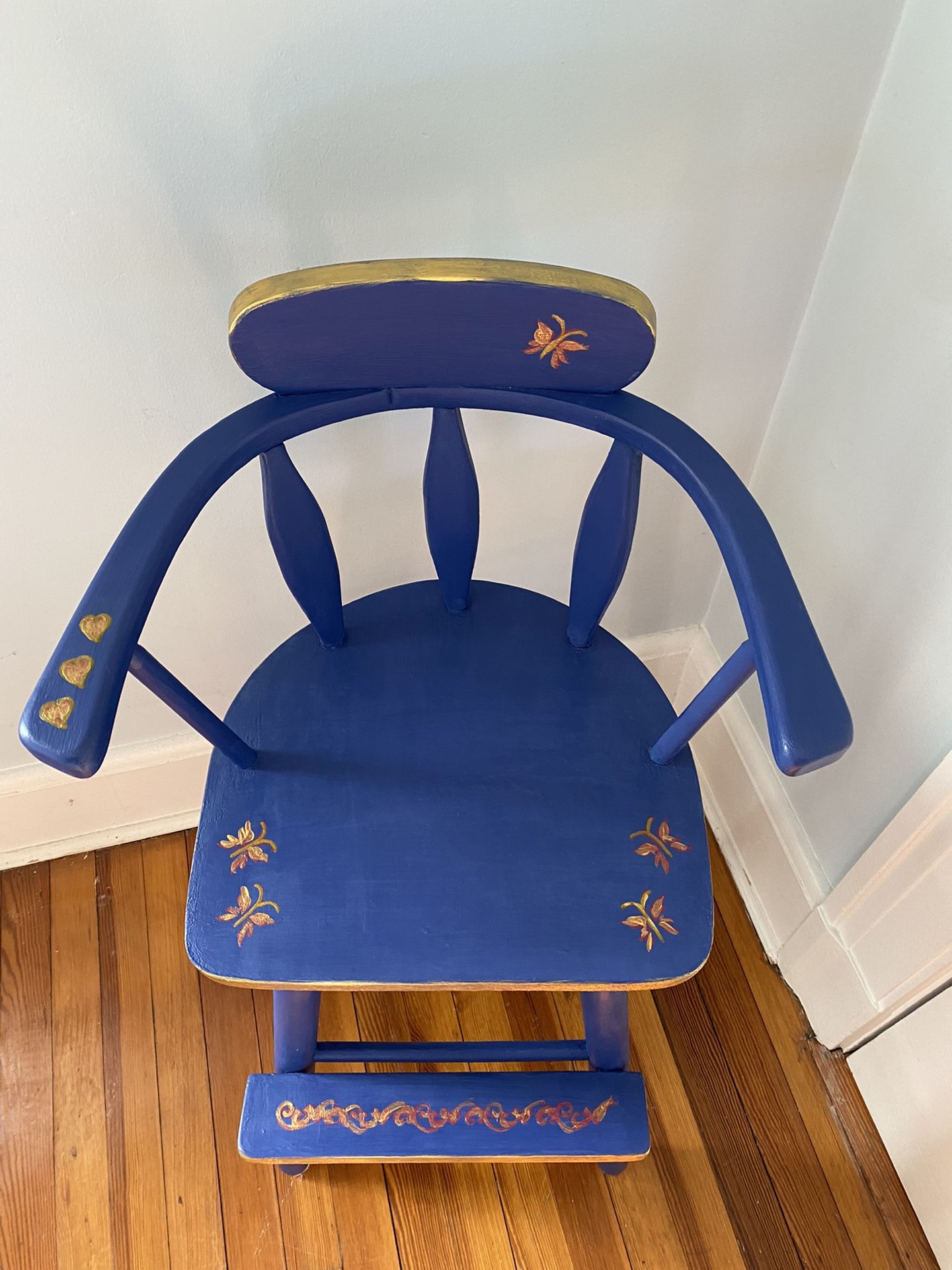 Vintage hand painted wooden high Painted with Annie Sloan