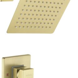 Brushed Gold Shower Fixtures 8-Inch Rain Shower Head System,Included Brass Valve Body and Shower Trim kit
