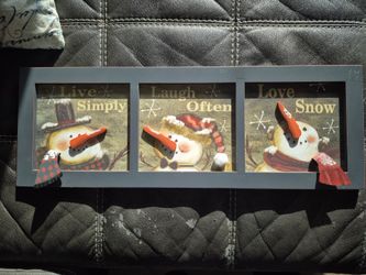 Live, Laugh, Love Snowman sign 24x8.5