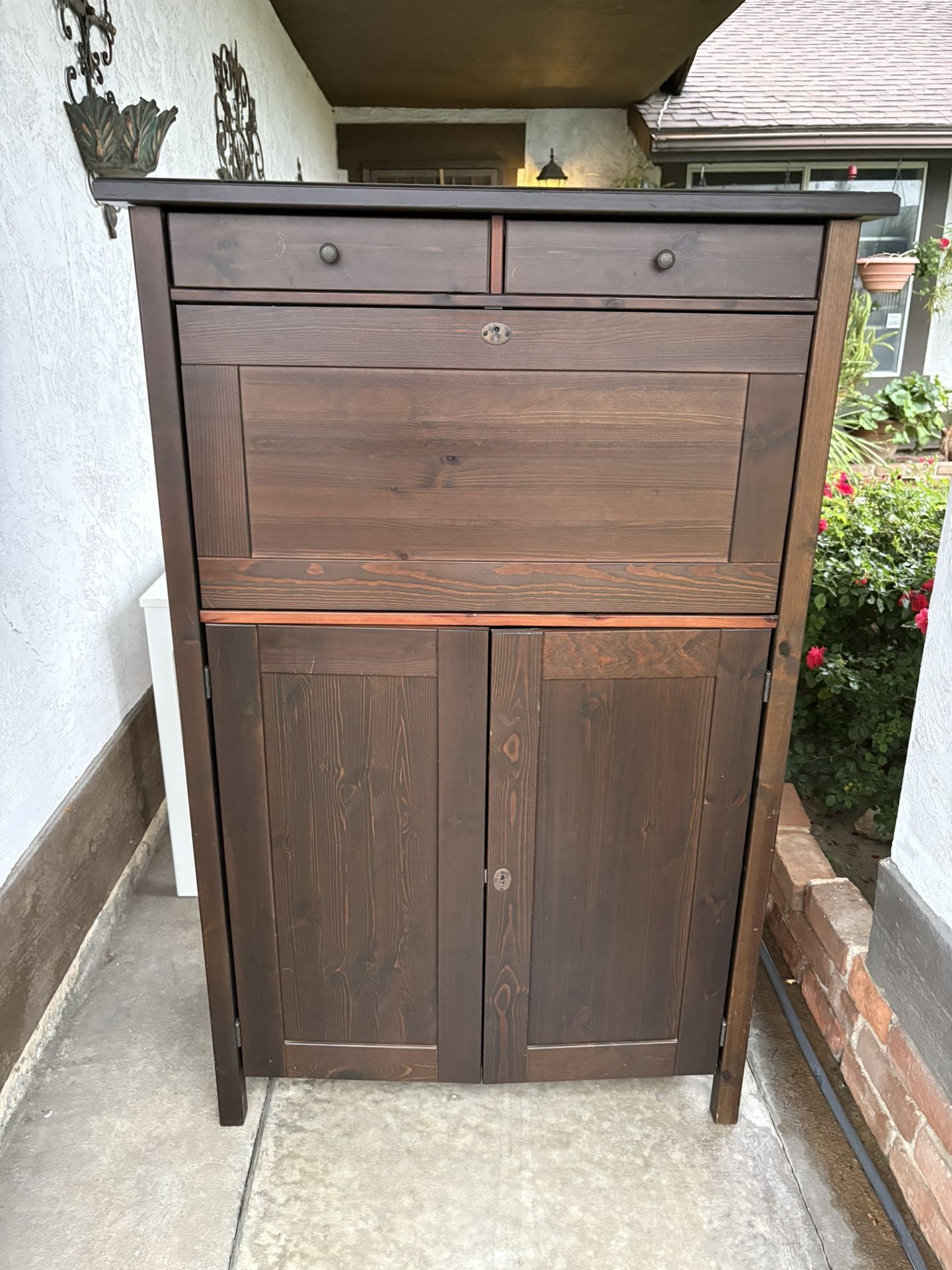 Brown Wood Cabinet Dresser With Mirror IKEA