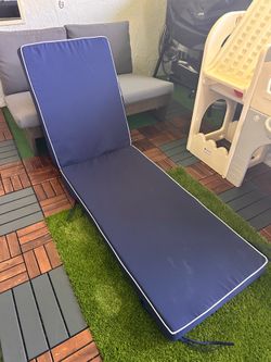 Outdoor Chaise Lounge Cushions, 4 Inch Thick Waterproof Fade Resistant Patio Furniture Lounger Chair Cushion Pad for Pool (1, Blue + White Side, 72''