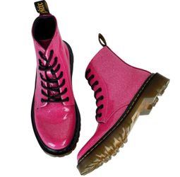 Dr. Martens Luana Hot Pink Glitter Combat Boots Size 6