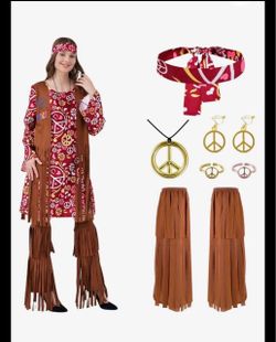 (1) MGparty 70s 60s Hippie Dress Halloween Costume SZ M, L, XL