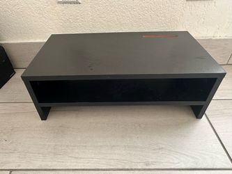 Black Wood Monitor Stand Riser with Storage