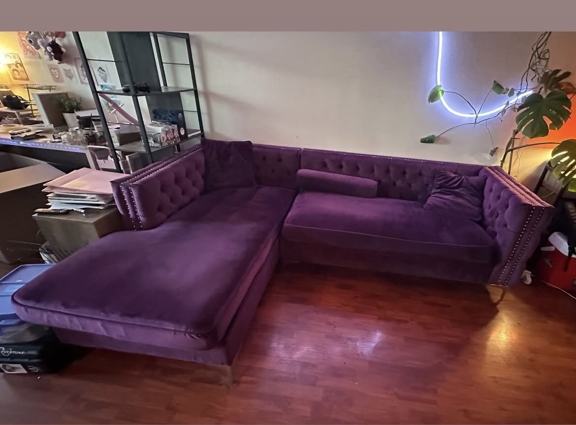 Purple Velvet Couch 