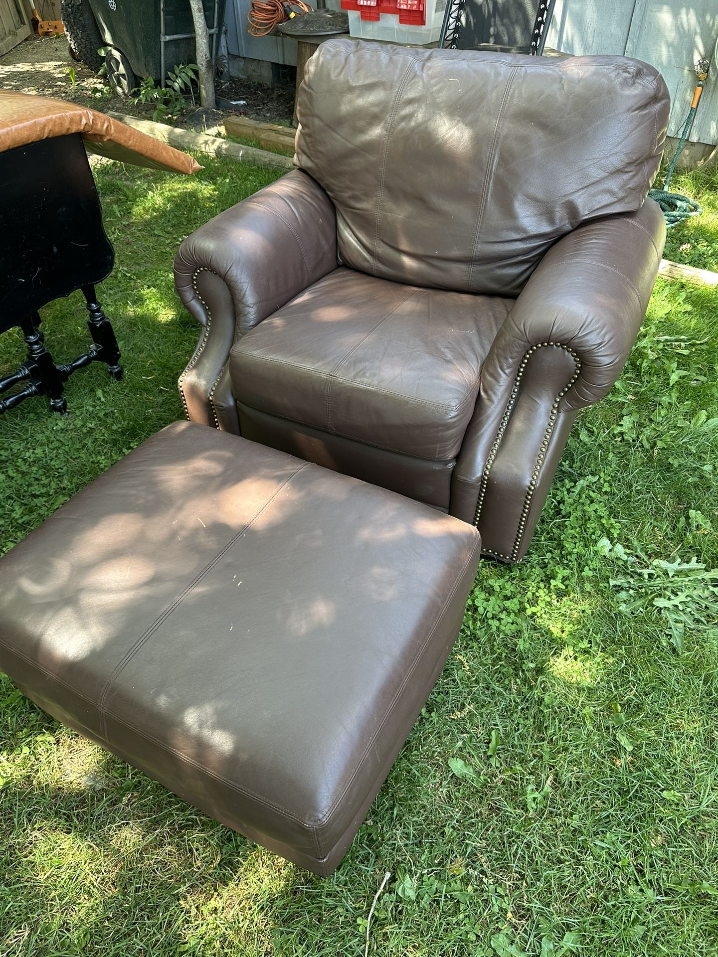 Leather Chair/ Ottoman