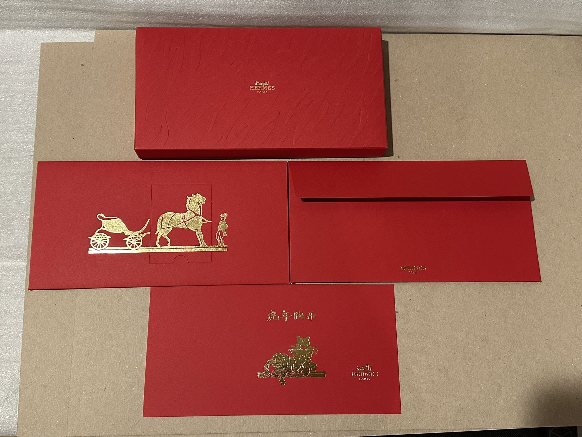 Authentic Hermes Chinese New Year 2022 Tiger Red Envelopes Pack of 10 - Limited