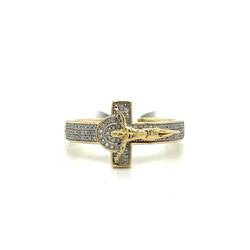 10kt Gold Diamond Cross Band Ring With Jesus .18ctw 4.50grams 164930 12
