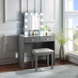 Grey, White Or Black Makeup Vanity w/Lights and USB and Stool 👍90 days FREE FINANCING ❗NO CREDIT CHECK❗ 