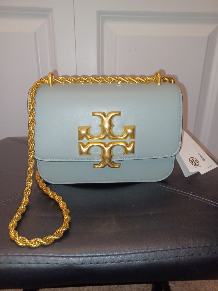 NEW WITH TAGS!  Tory Burch Blue Celadon Eleanor Small Convertable Shoulder Bag! 