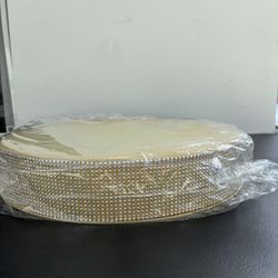 18” Round Gold Rhinestone Cake Stand - Base de Pastel Redonda Dorada con Brillantes de 18”