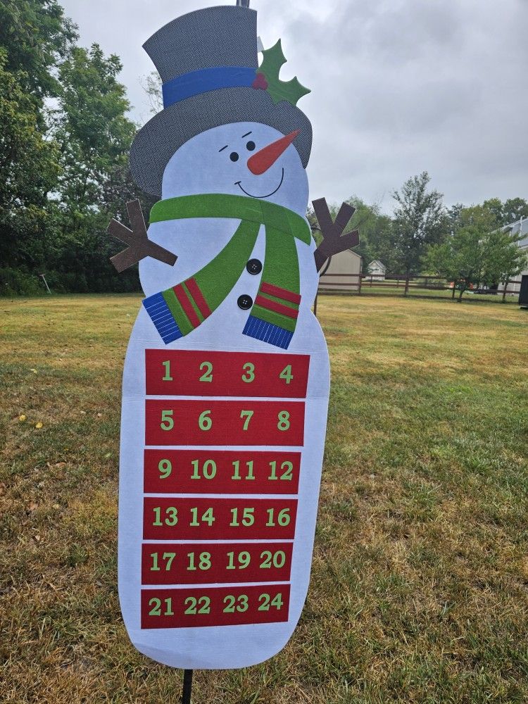 $10.00 - 5Ft Christmas Snowman Advent Calendar! New By St Nick's Choice!  Easy Foldable Storage/Ready To Hang!